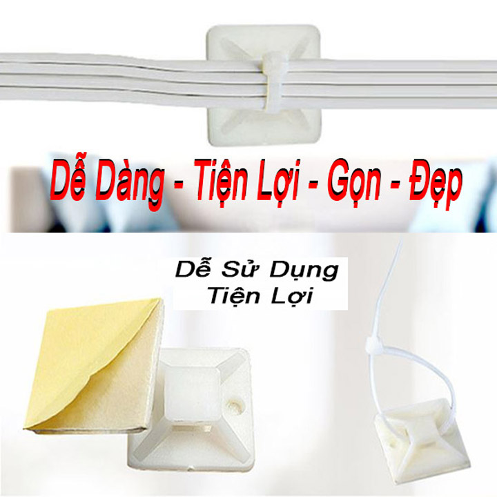 Đế Miếng Dán Dây Rút, Dây Thít - 20x20mm - 100 Cái