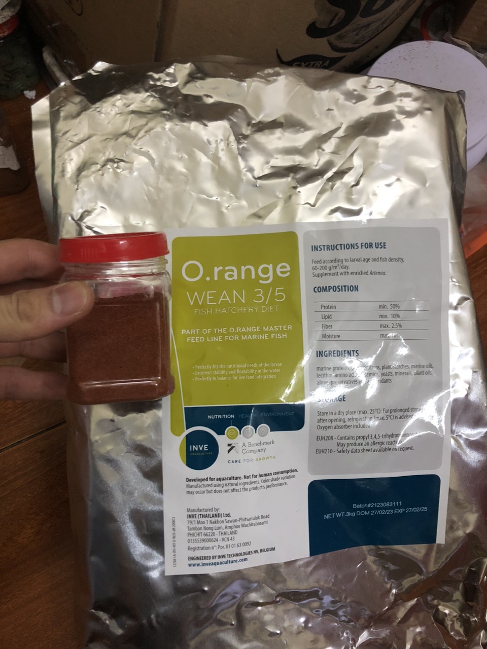 Cám Thái inve orange 3/5 (50g), thành phần dinh dưỡng cao bảo quản nơi khô ráo, thoáng mát