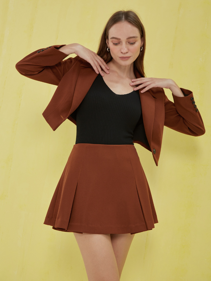 COCO SIN - Áo  Blazer Croptop Nâu