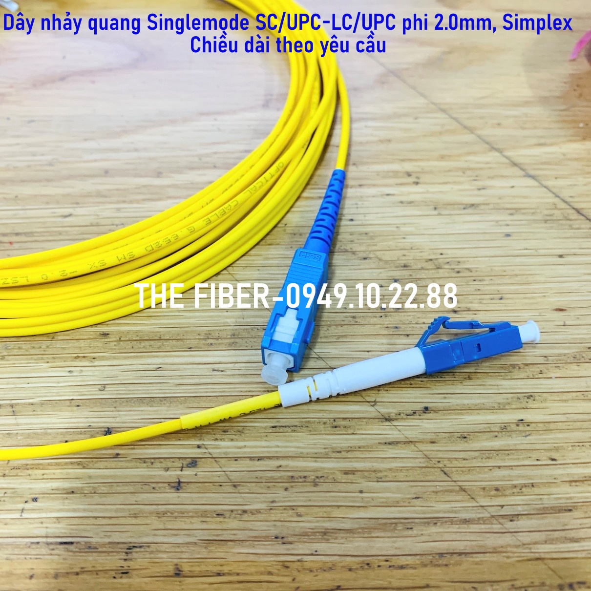 Dây nhảy quang Singlemode SC/UPC-LC/UPC phi 2.0/3.0mm Simplex - Chiều dài theo yêu cầu
