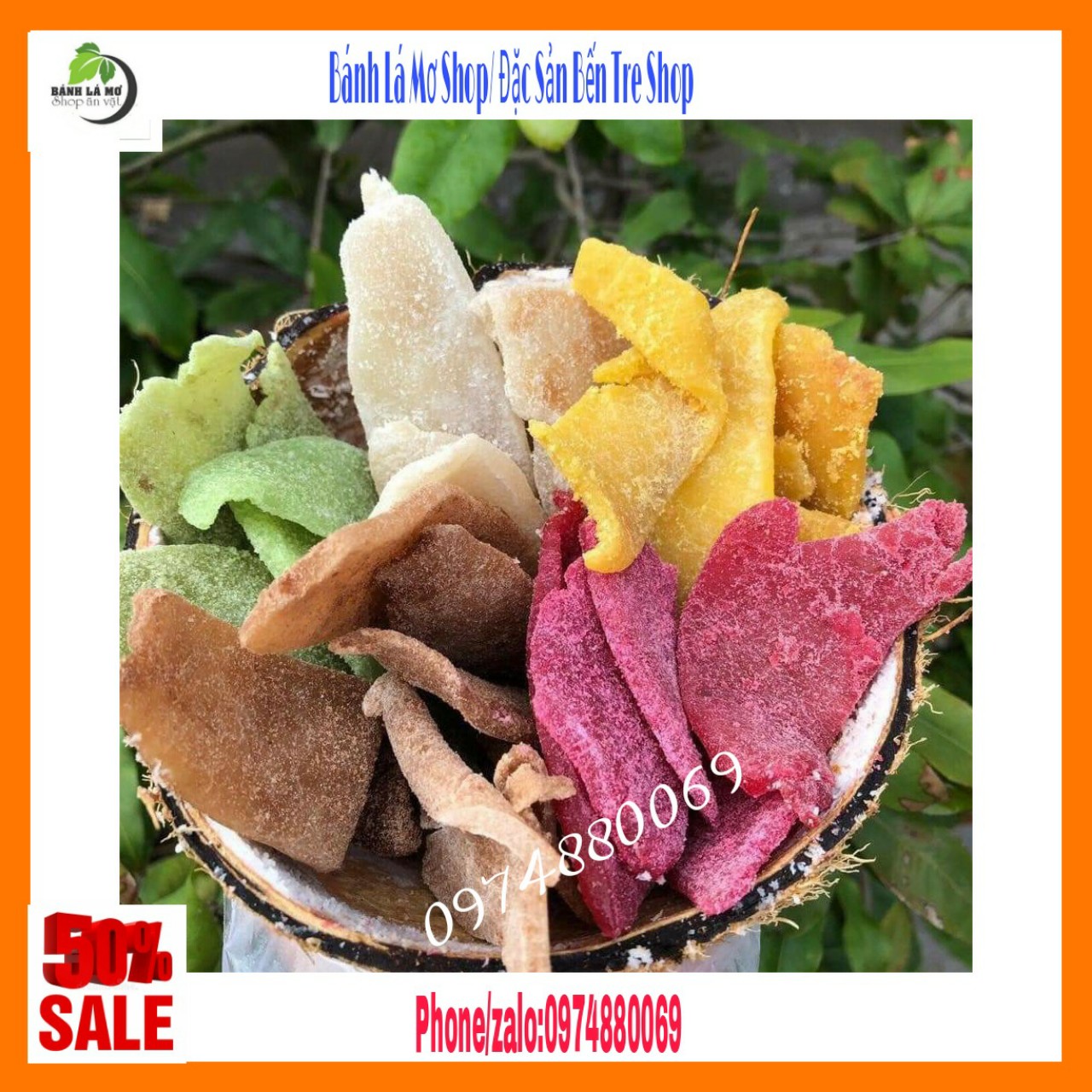 (Freeship) 1kg mứt dừa non miếng mix vị Bến Tre