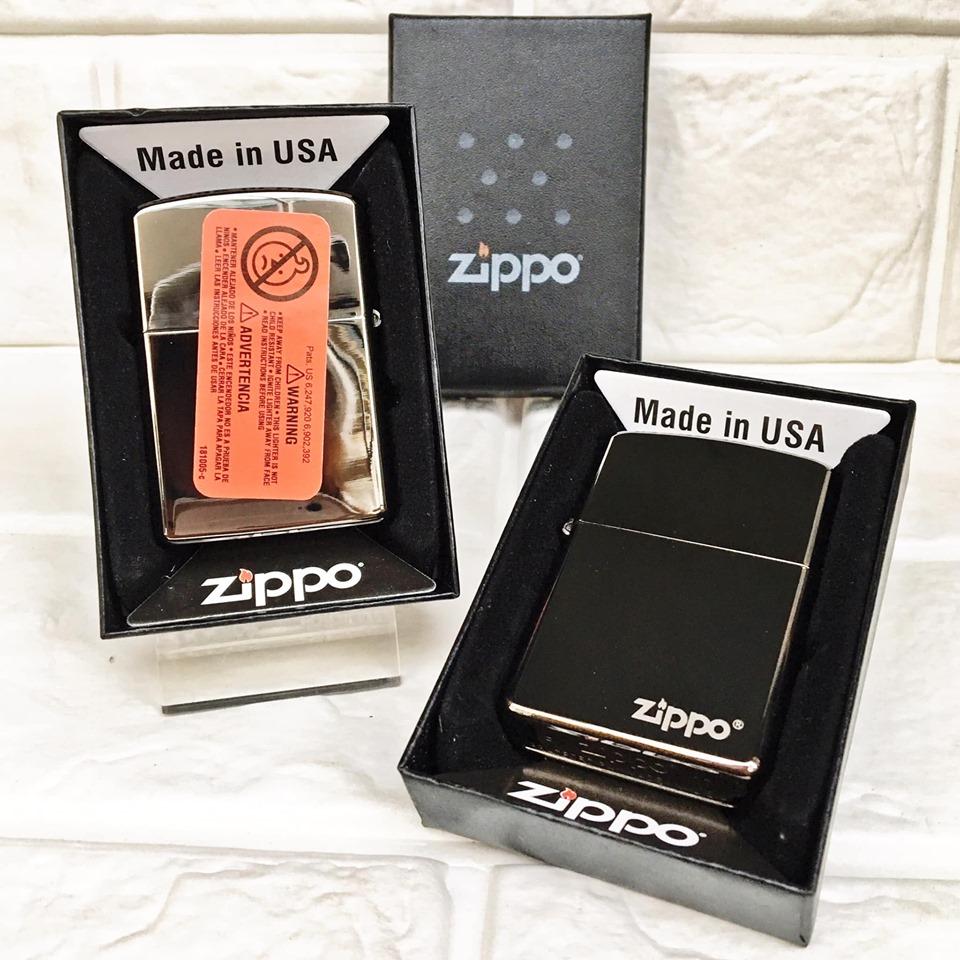 [HCM]Bật Lửa ZIPPO Mỹ (USA) Fullbox  - Trơn Bóng #Màu Đen(Có Tem Đỏ) [KHÔNG XĂNG]
