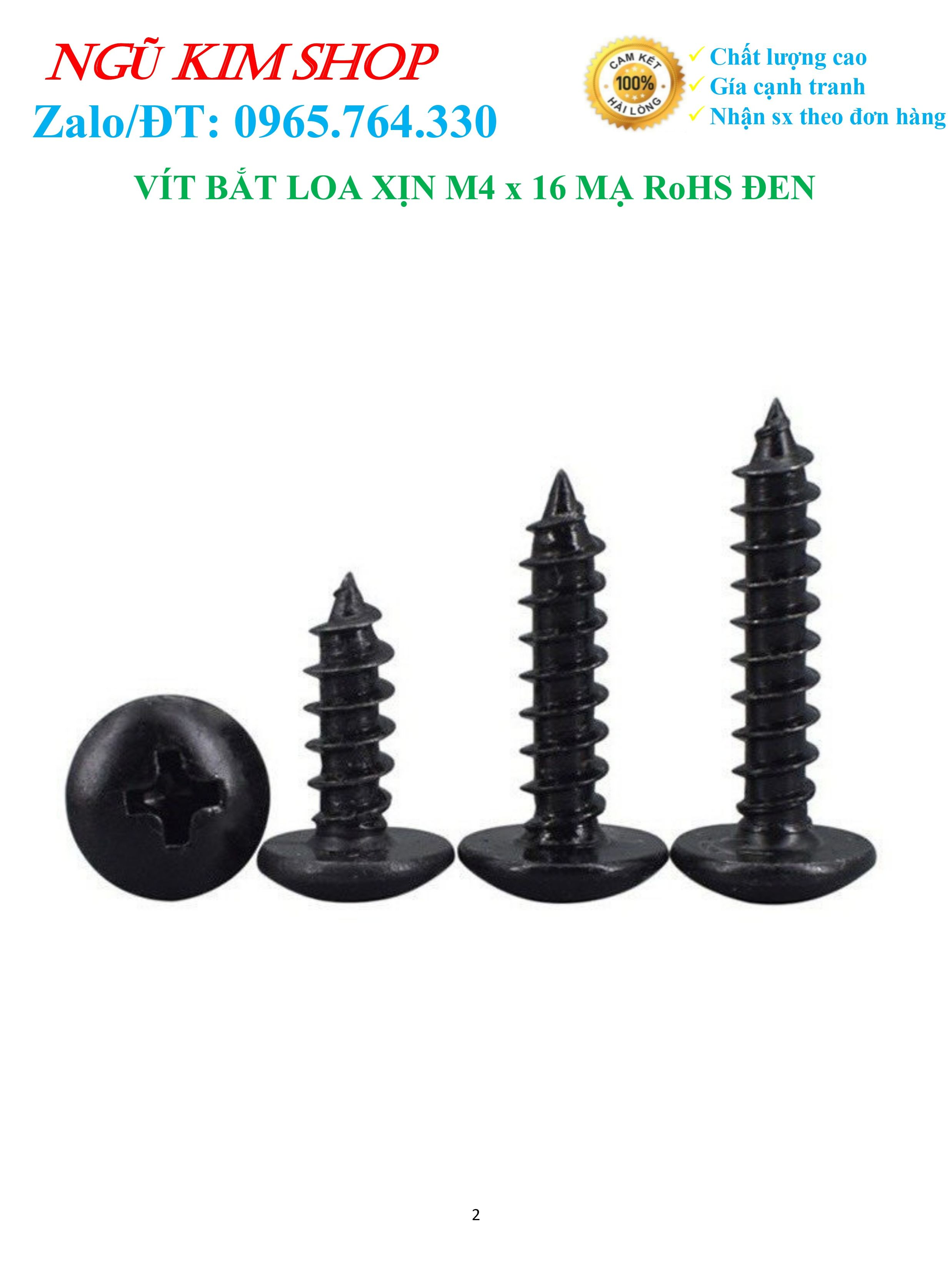 VÍT BẮT LOA XỊN _ M4 x 16 XI RoHS ĐEN