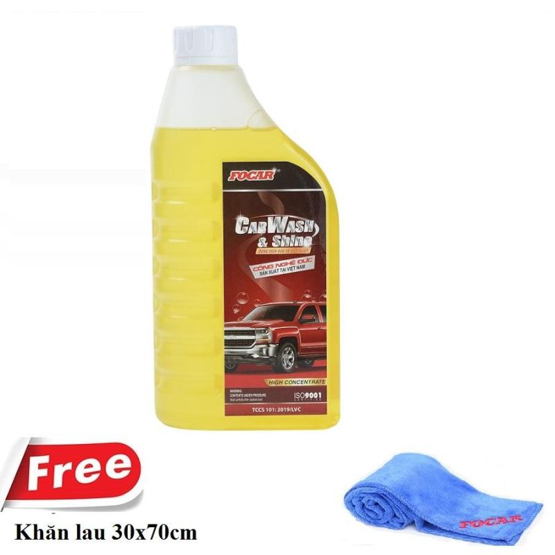 Dung dịch bọt rửa xe ô tô Focar Car Wash Shine 850ml - Tặng khăn lau ngoại thất loại lớn 30x70