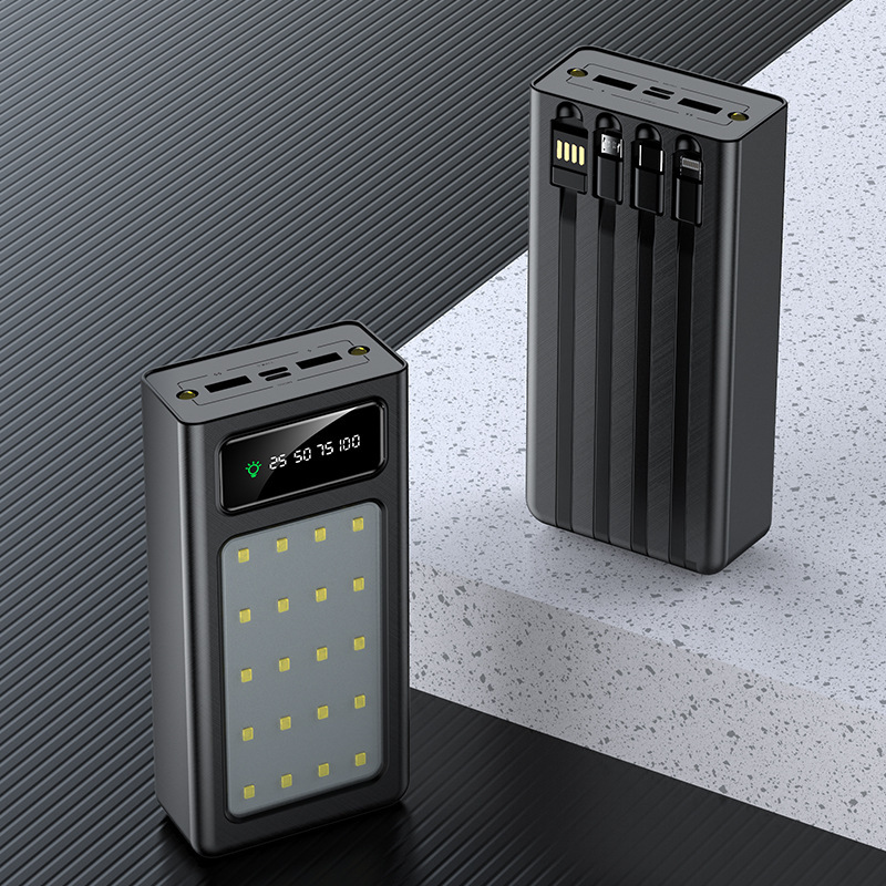 Sạc dự phòng 10.000mah tích hợp đèn pin, dây sạc gắn liền sử dụng cho nhiều thiết bị iphone, samsung, oppo, xiaomi, huawei, vivo....