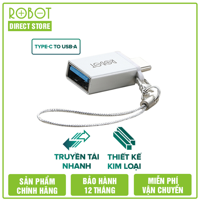 Đầu Chuyển Đổi OTG Cổng Type-C Sang USB 3.0 ROBOT RT-OTG04 - Chất Liệu Vỏ Kim Loại - BẢO HÀNH 12 THÁNG