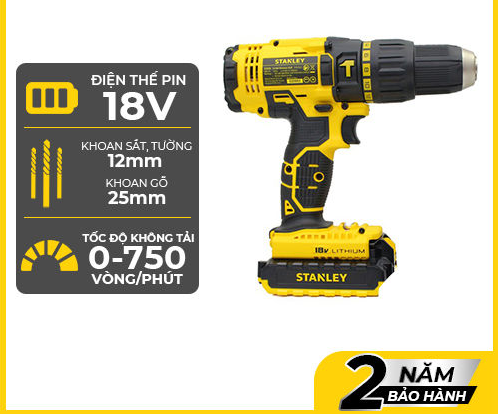 Máy khoan pin Stanley 20V SCH20C2K-B1 (2 pin 1.3Ah & 1 Sạc)