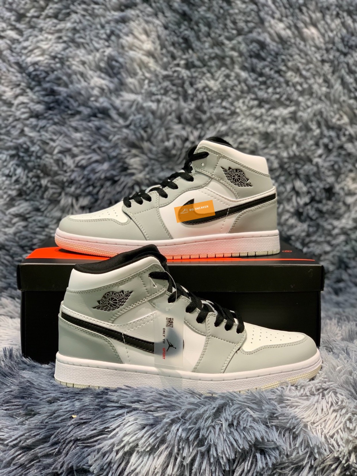 [Full Box] Giày Jordan cổ cao trắng xám