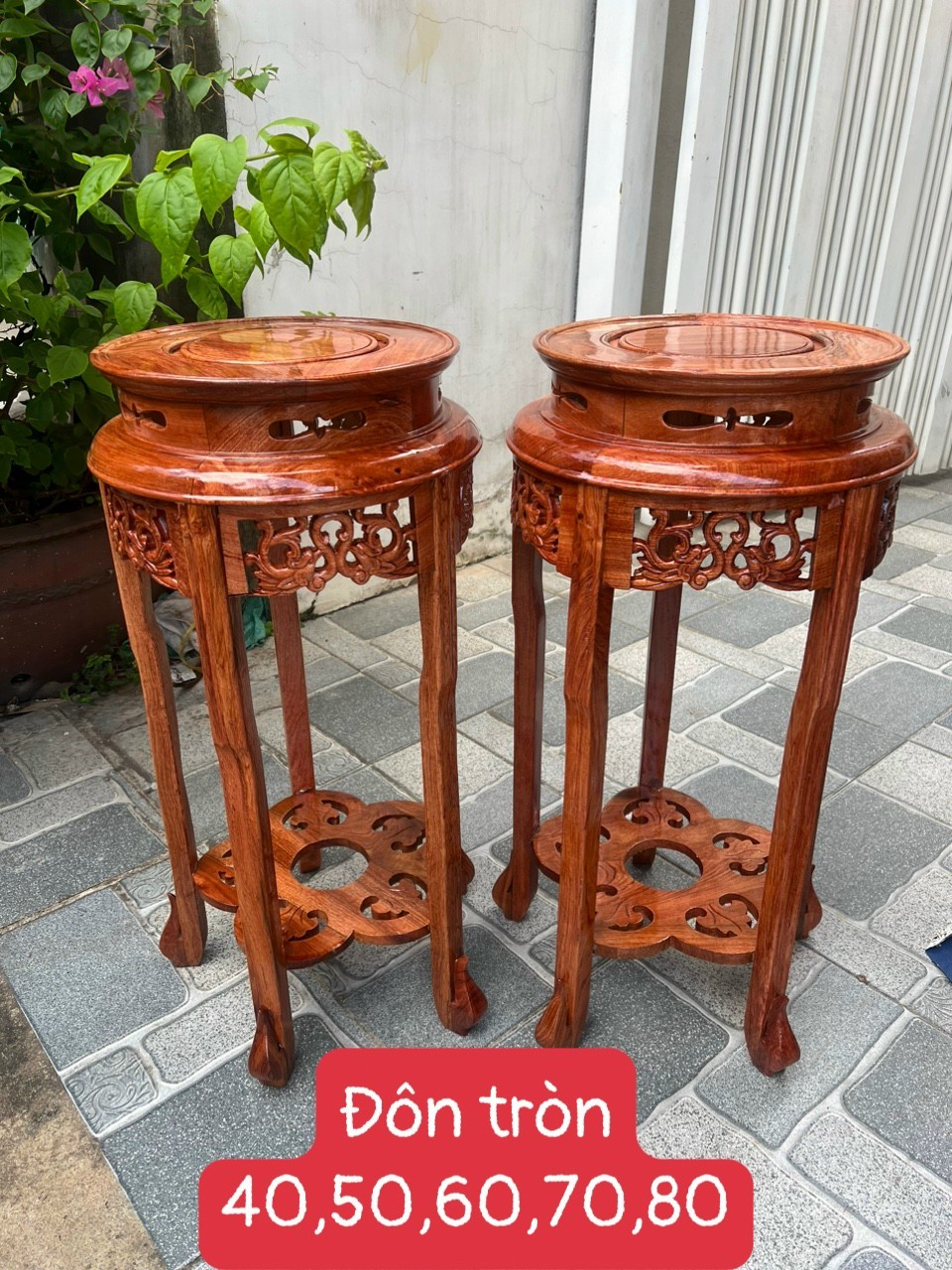 Đôn gỗ trang trí-đôn phượng tròn gỗ hương mặt 30 cm -Nhiều kích thước