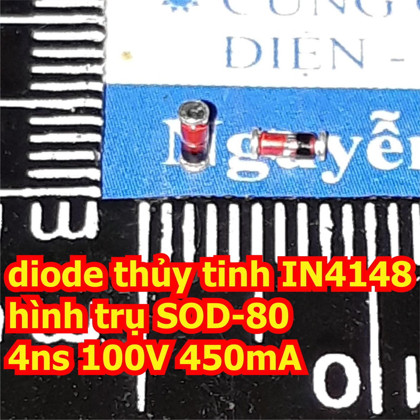 50 con diode thủy tinh IN4148 4148 hình trụ SOD-80 chân dán 4ns 100V 450mA dòng dẫn thấp  kde6386