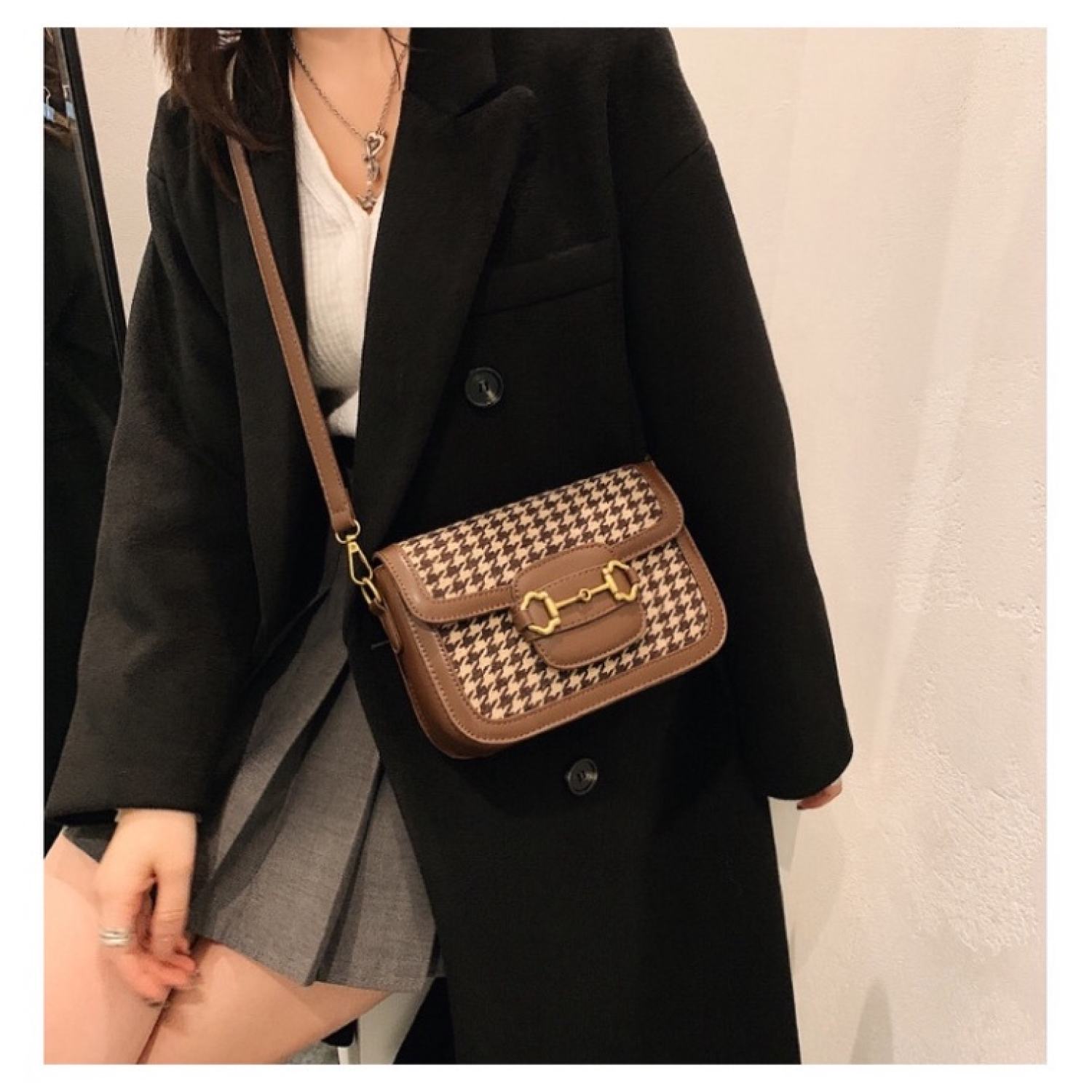 Túi túi xách nữ đeo chéo thời trang pha kẻ dạ - phương anh shop