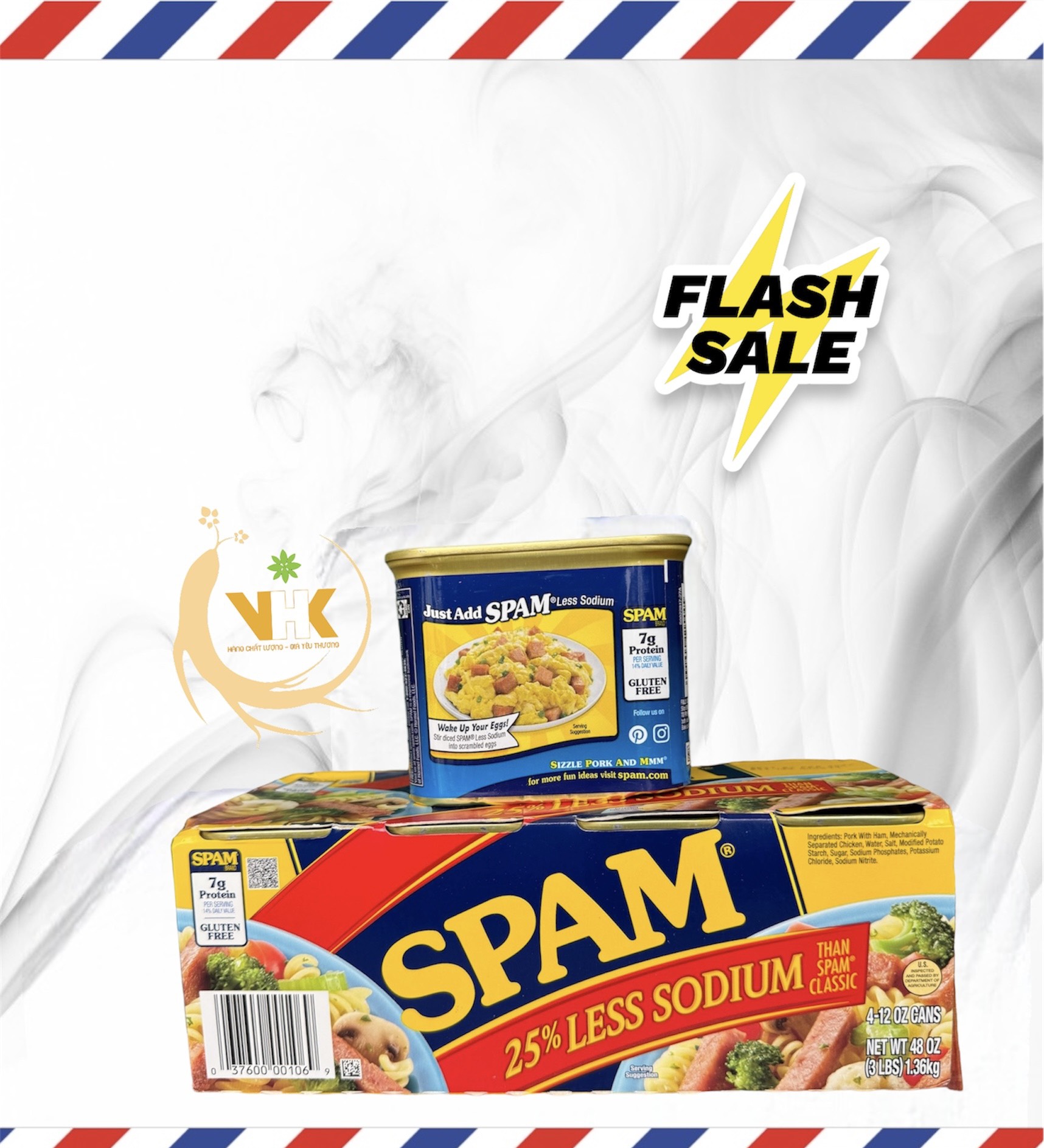 THỊT HỘP SPAM MỸ 340GR ( GIẢM 25% NATRI) DATE 2027