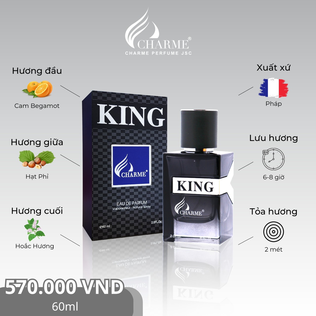 Nước hoa King 10ml chiết kèm hộp đựng