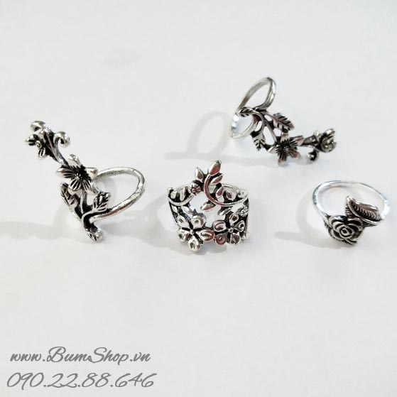 [HCM]Set nhẫn hoa hồng cổ điển xinh xắn