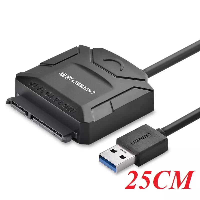 Ugreen 20611 25cm màu đen bộ chuyền usb 3.0 sang sata cho ổ cứng có hỗ trợ nguồn 20611