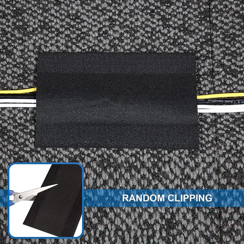 Cable Grip Floor Cable Cover Cords Cable Protector Cable Management Only for Commercial Office Carpet (Black,10 Feet)