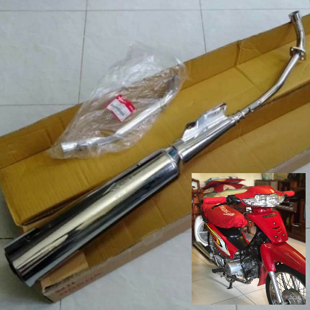 Pô wave alpha , wave zx - ống xả lắp wave nhỏ đời đời đầu hàng chính hãng honda - bô wave nhỏ( tặng ốp cổ pô