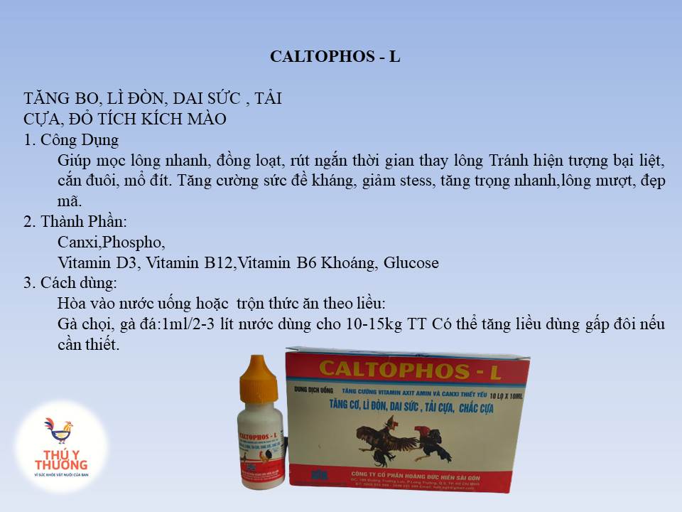 Caltophos cung cấp khoáng chất, vitamin cho gà, vịt 10ml x 50 lọ