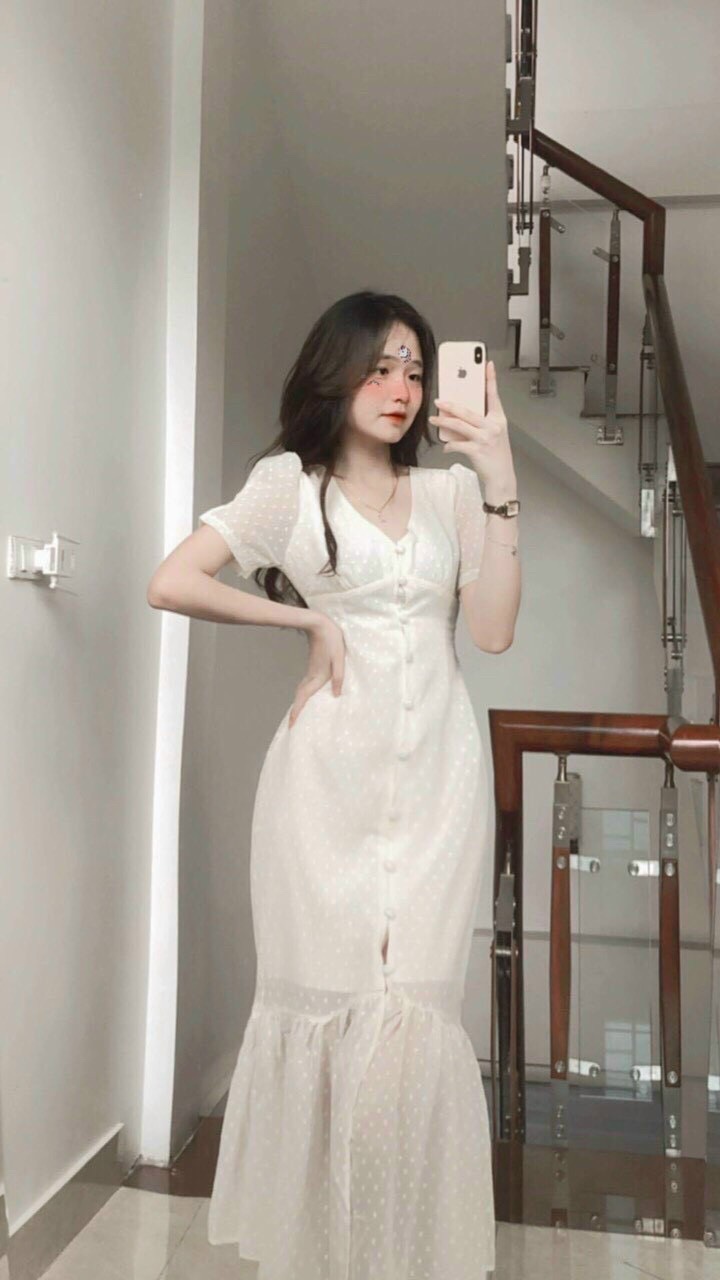 Đầm Đuôi Cá Nút Bọc K140|1539210224