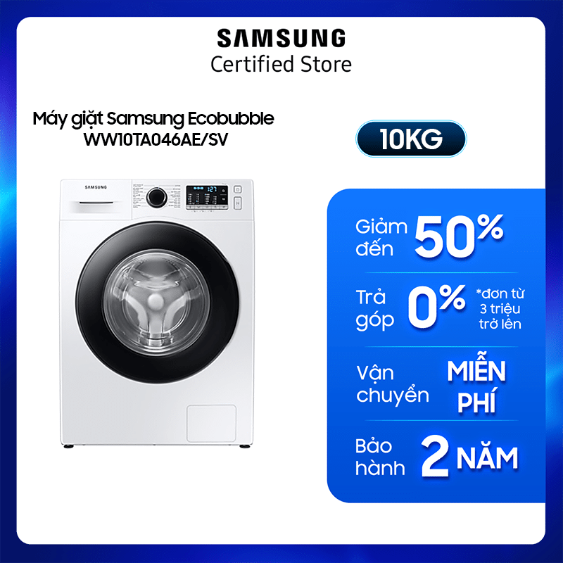 [Chỉ Giao + Lắp Hà Nội] Máy giặt Samsung Ecobubble 10kg (WW10TA046AE)