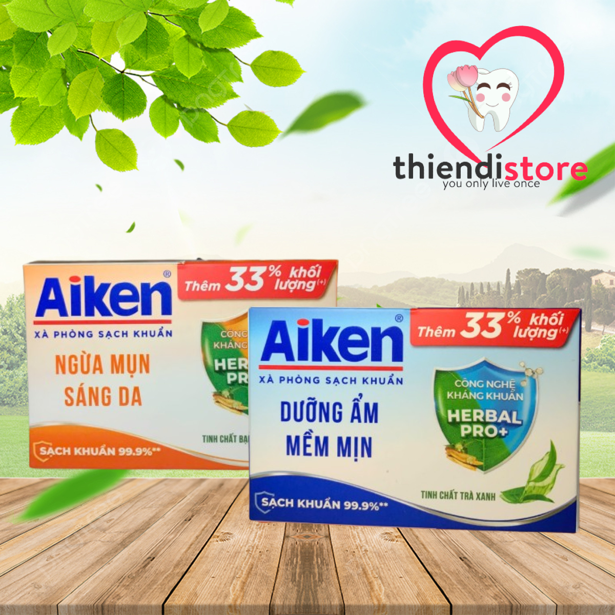 [Tăng 33%] Xà Bông Cục Aiken Kháng Khuẩn 120g – Làm Sạch Dịu Nhẹ, Bảo Vệ Da Mỗi Ngày