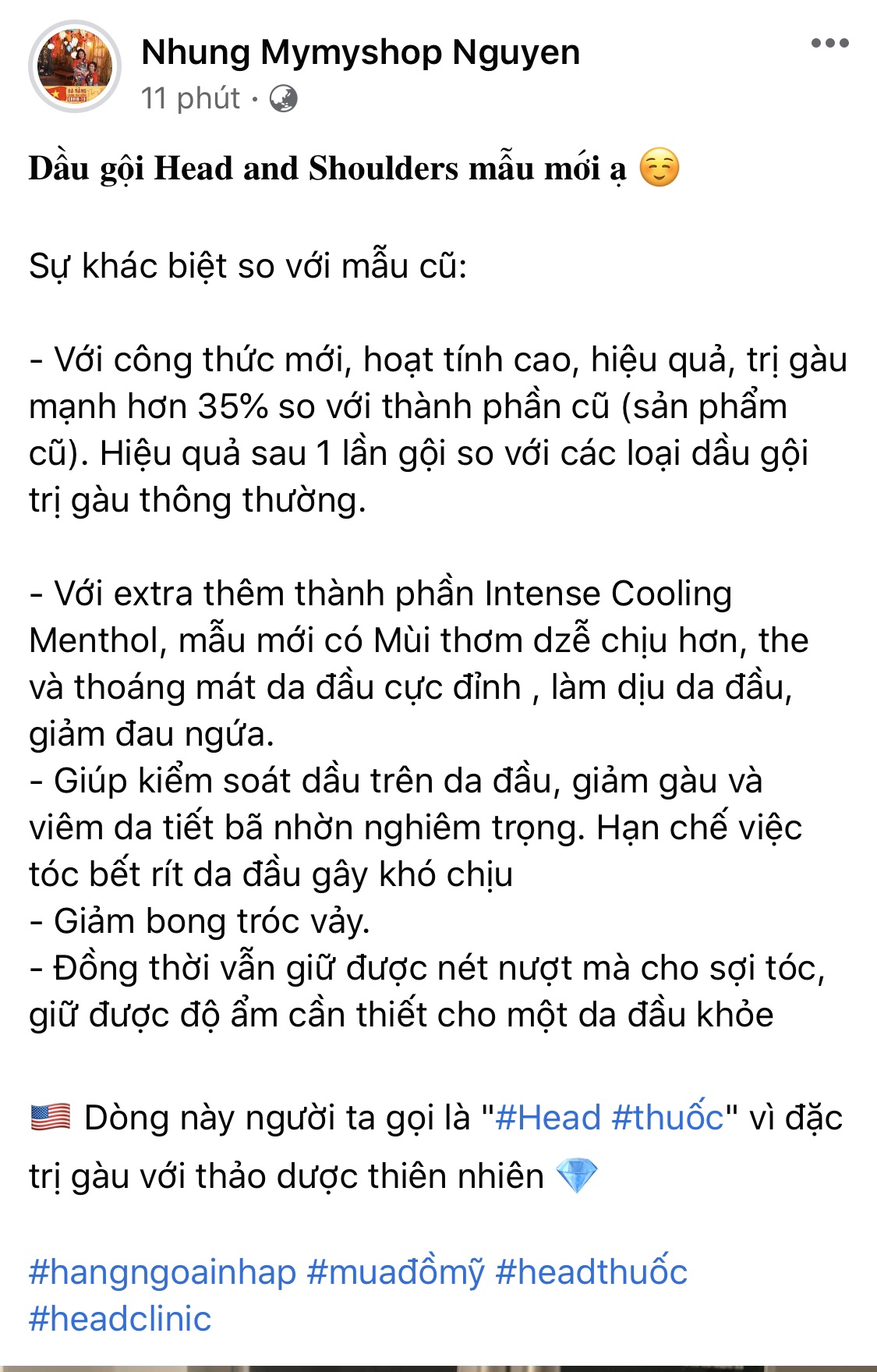 DẦU GỘI HEAD & SHOULDER CỦA MỸ - CHAI 400ML