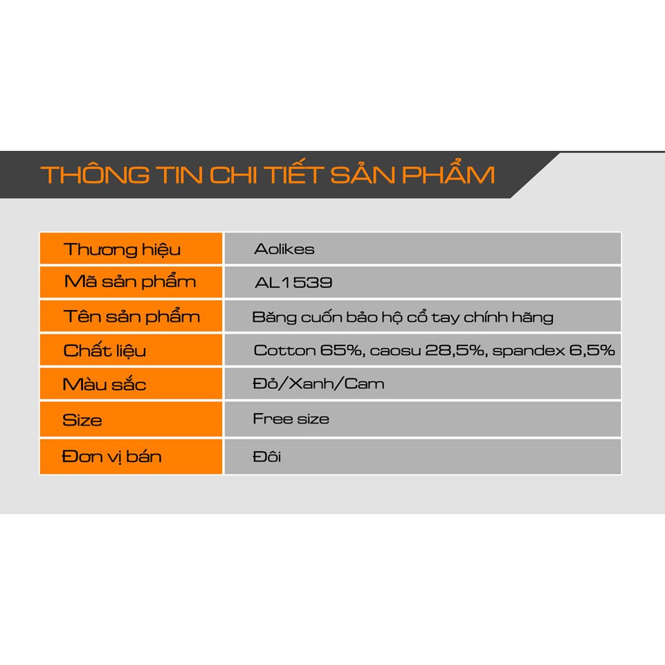 Quấn cổ tay 4 vạch Quấn cổ tay Aolikes loại 1 cao cấp - Đai Bảo Vệ Cổ Tay tập Gym
