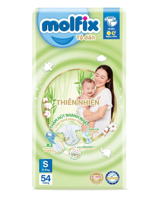 combo 3 gói Tã dán Molfix size S 30+4 miếng (tổng 102 miếng)