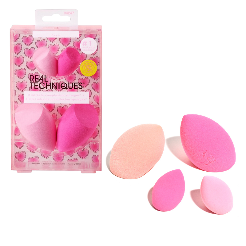 Set 4 mút hồng trái tim RT Real Techniques 4 miracle complexion sponges