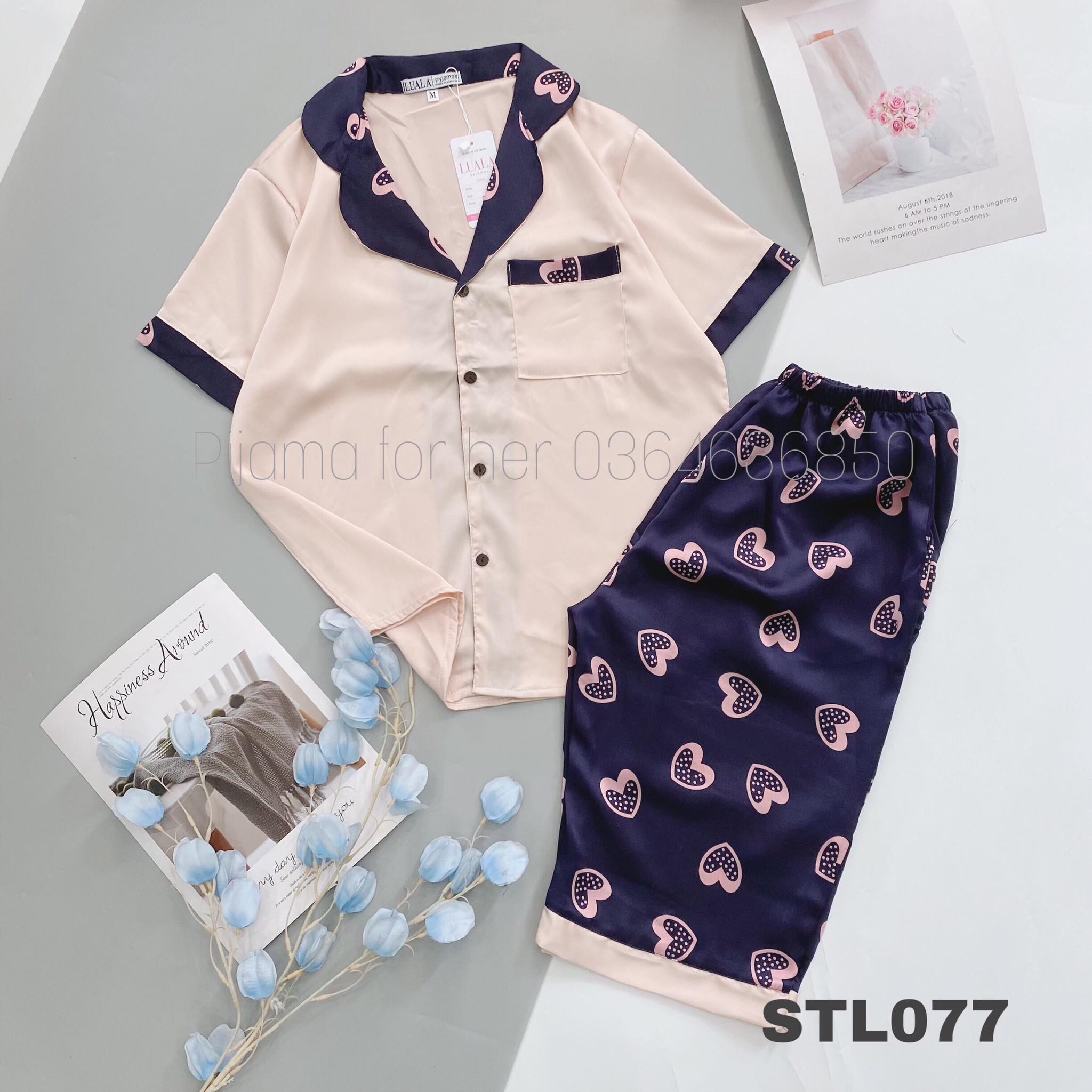 Bộ lụa Satin hoạ tiết cao cấp Tay ngắn quần lửng [HÀNG CHUẨN ĐẸP]