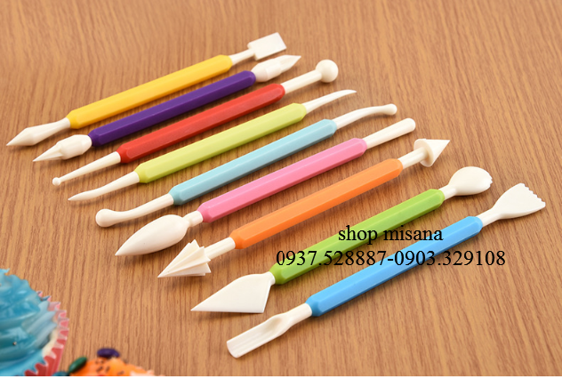 [HCM]Bộ 9 dụng cụ tạo hình fondant 2 đầu sắc màu