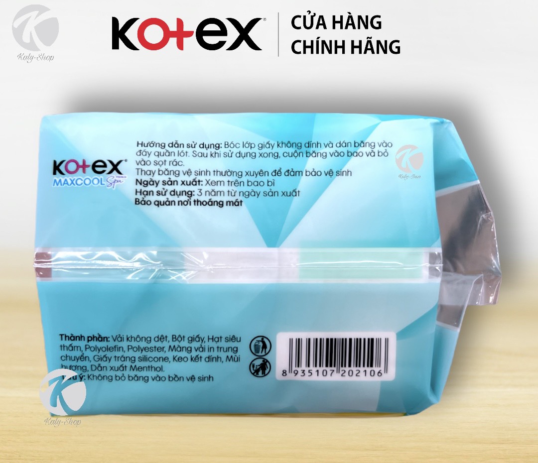 Combo 4 Gói Băng Vệ Sinh Kotex Max Cool Spa Siêu Mỏng Cánh 20 Miếng