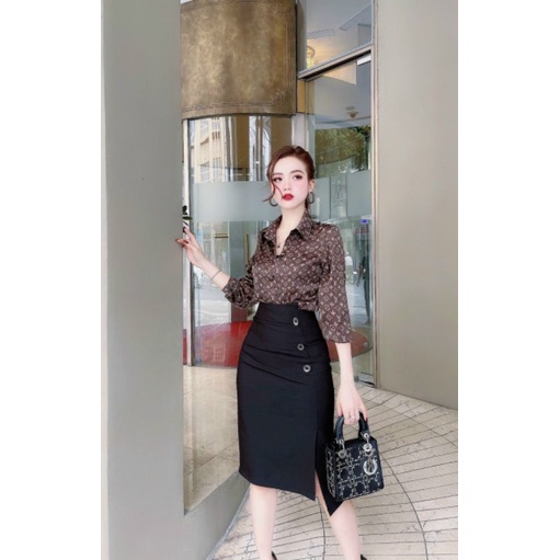CHân váy công sở dài qua gối