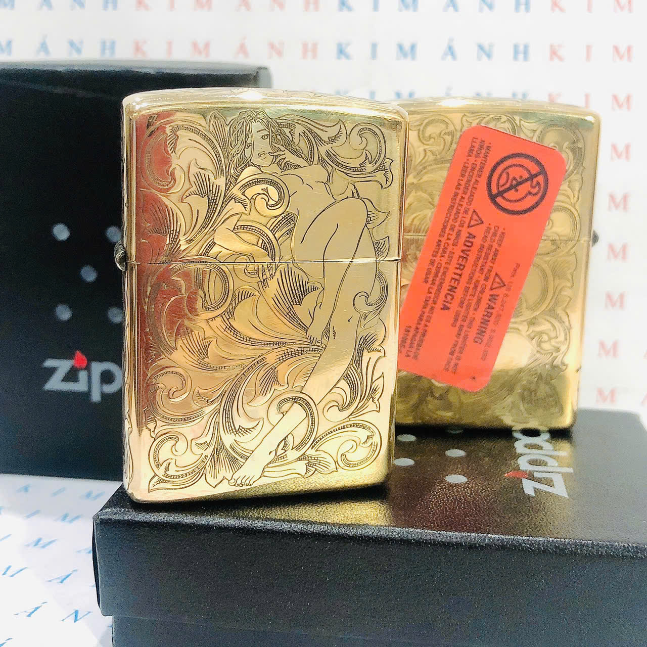 Zippo Lighter with Laser Engraving of 5 Faced Images of Women, High-Quality Product with Copper Shell and Red Stamp.