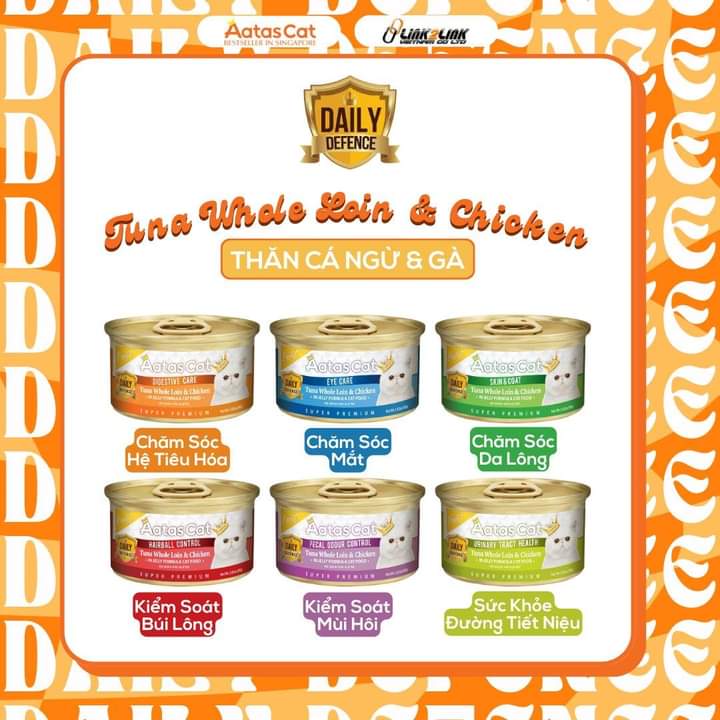 Thùng 24 lon - Pate Aatas Cat cho mèo lon 80g
