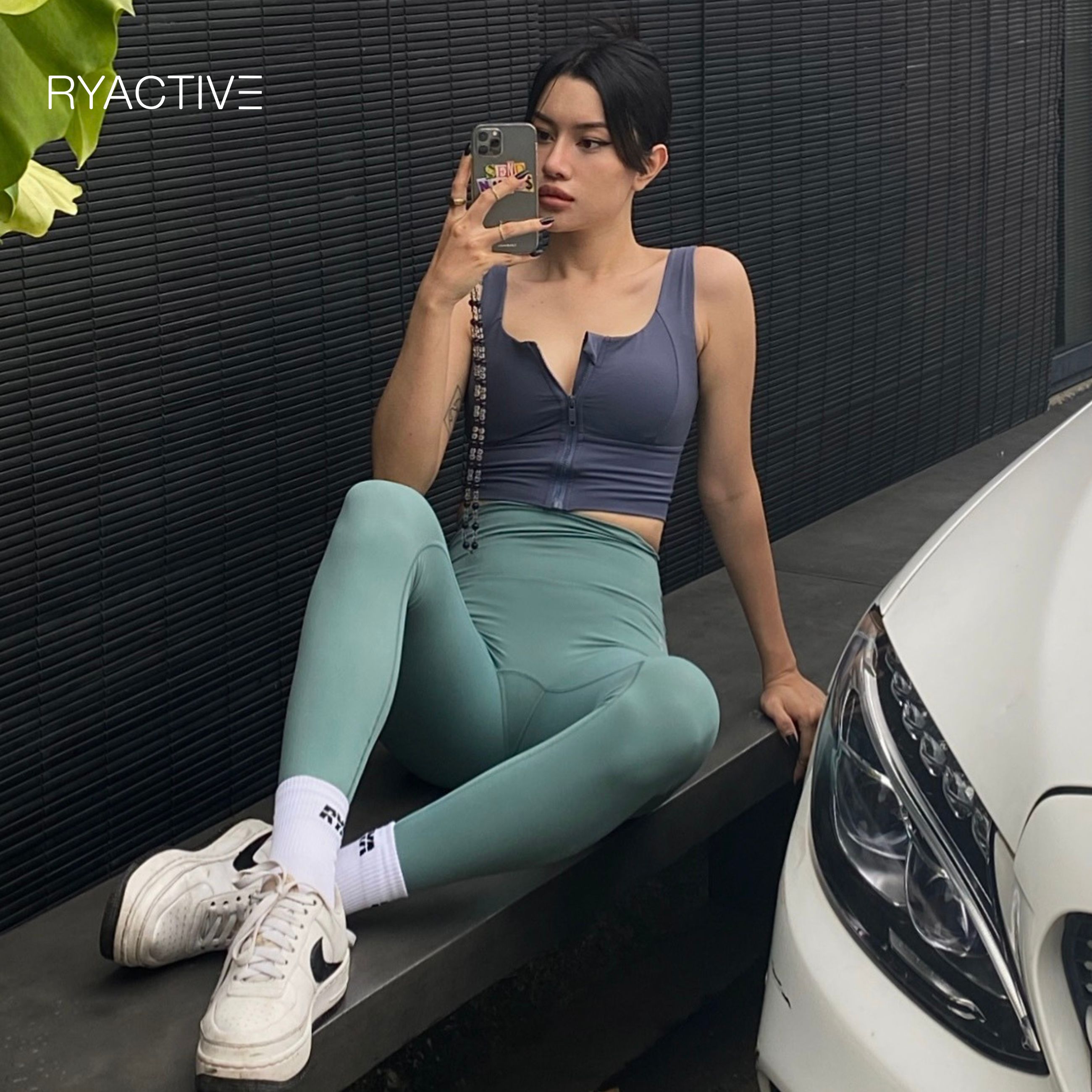 Quần legging thể thao dáng dài RYACTIVE - RYA Legging Blue Grass