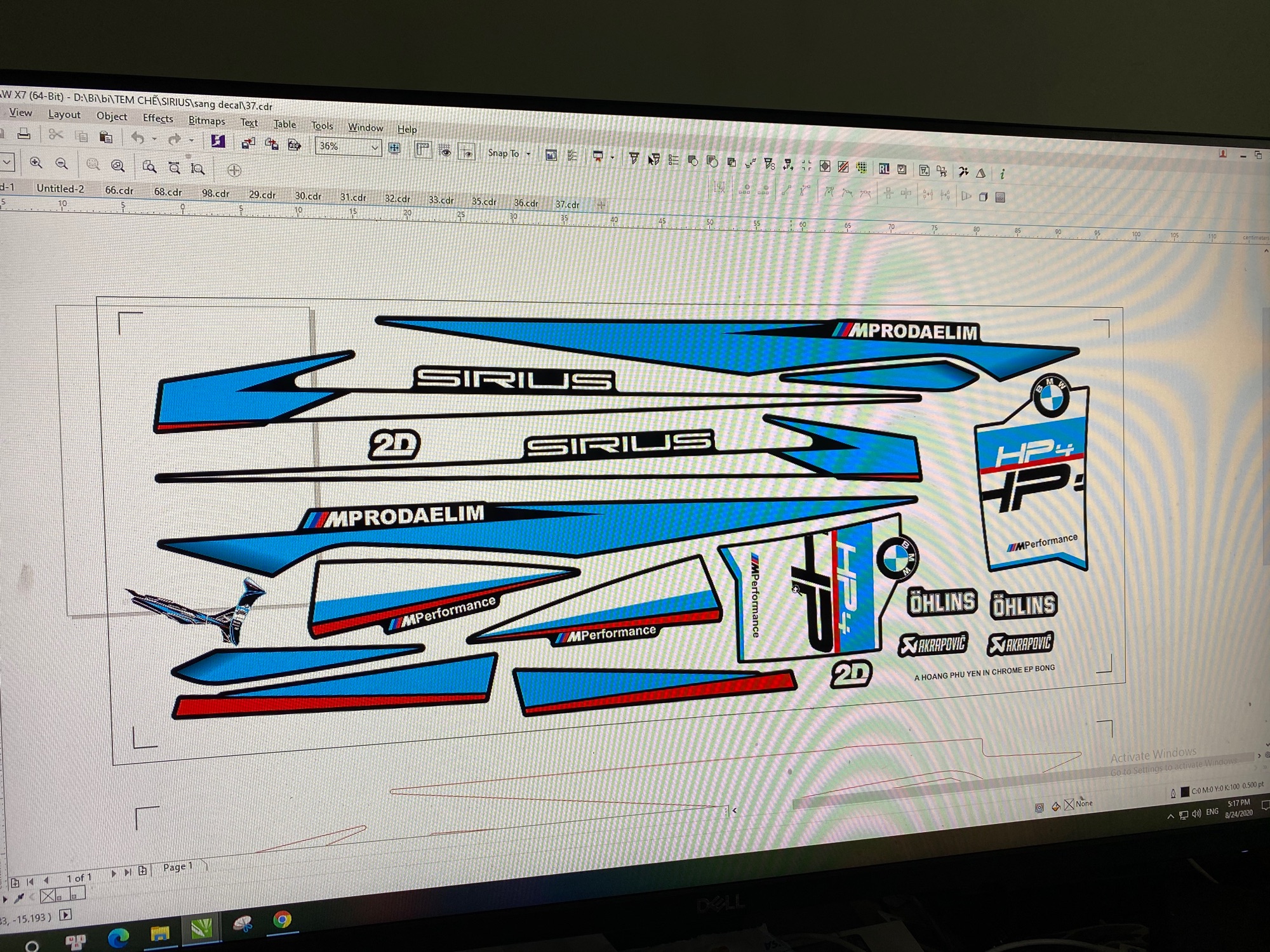 Tem rời Sirius hp4 dán xe đen