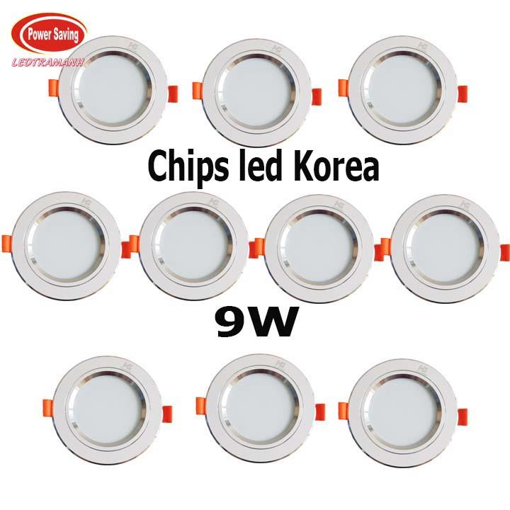 Combo 10 led âm trần 9w 1 màu viền bạc