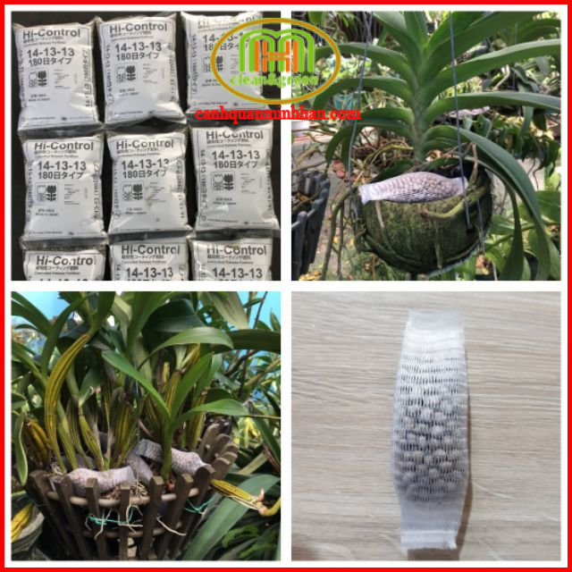 Phân bón lan tan chậm của Nhật phân chì dạng túi lưới bón lan 14-13-13 1kg Minh Hân Garden