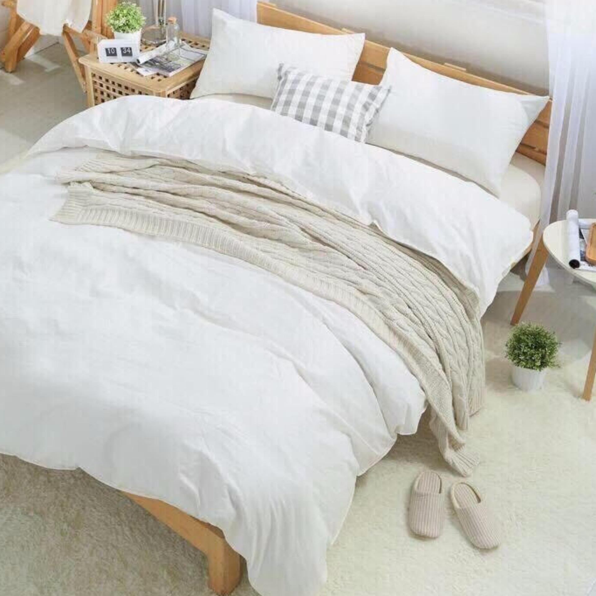 [Miễn phí vận chuyển] Bộ chăn ga gối basic trắng bo chun đủ kích thước.