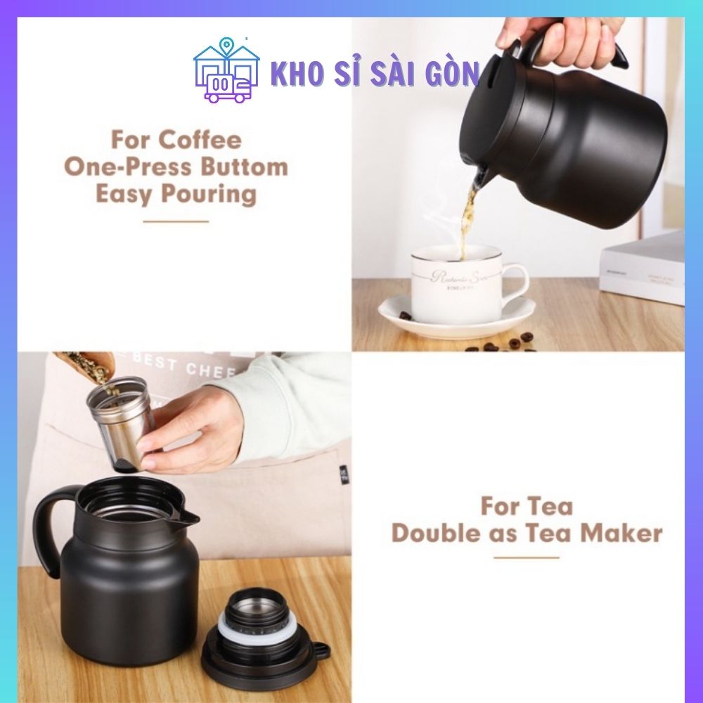 Ấm pha trà, Bình pha trà giữ nhiệt inox dung tích 1000ml