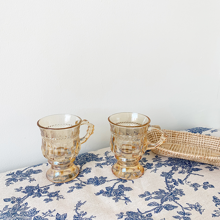 Cốc/ Ly thủy tinh vintage phong cách retro Hàn Quốc