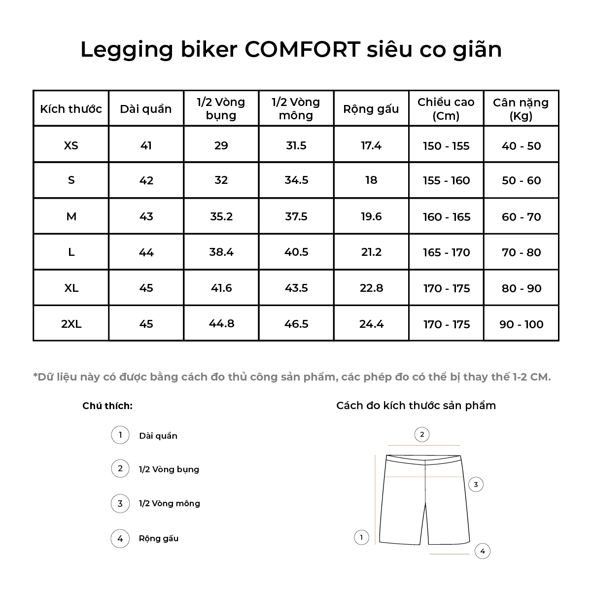 Quần Legging Biker Siêu Co Giãn CLADA COMFORT