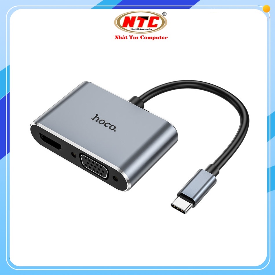 Bộ chuyển đổi hoco hb30 eco type-c sang hdmi + vga + usb3.0 + pd 100w, hỗ trợ 4k 30hz / 1080p - nhất tín computer