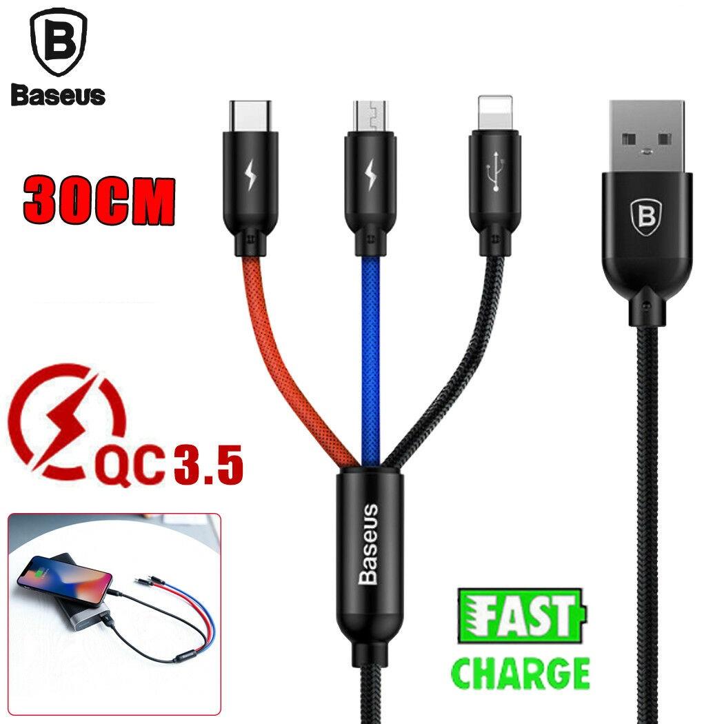 Cáp Đa Năng Baseus 3 Trong 1 Cho Iphone, Type C, Micro Usb 30Cm Gọn Nhẹ Đem Đi Du Lịch