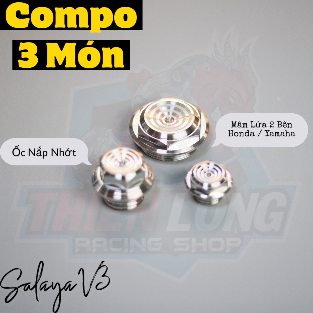 [ HOT ] Compo Mâm Lửa + Ốc Nắp Nhớt Salaya V3 Inox 304