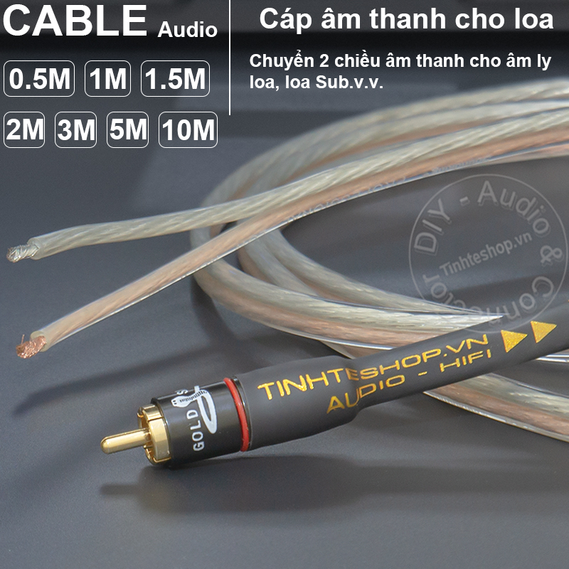 RCA audio cable to the speaker station waiting for 2-way signal conversion for DIY Sub Amplifier 0.5 to 10 meters