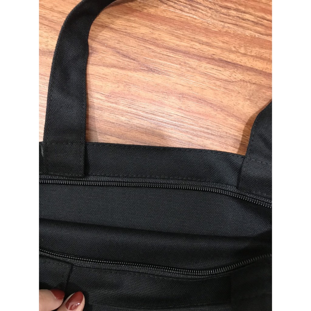 [CÓ KHÓA]TÚI TOTE VẢI CANVAS TRƠN MÀU ĐEN