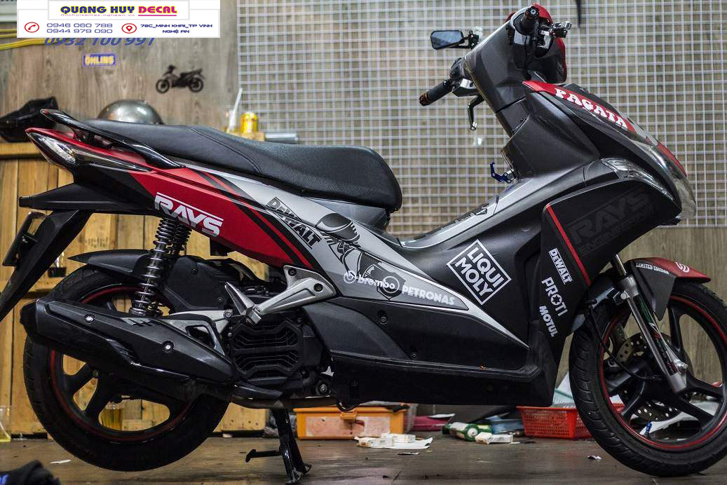 Stamp hooded Nouvo SX black red-degree stickers team boss decal motorcycle Nouvo SX black red-team hood Decal motorcycle Nouvo cheap beautiful and quality