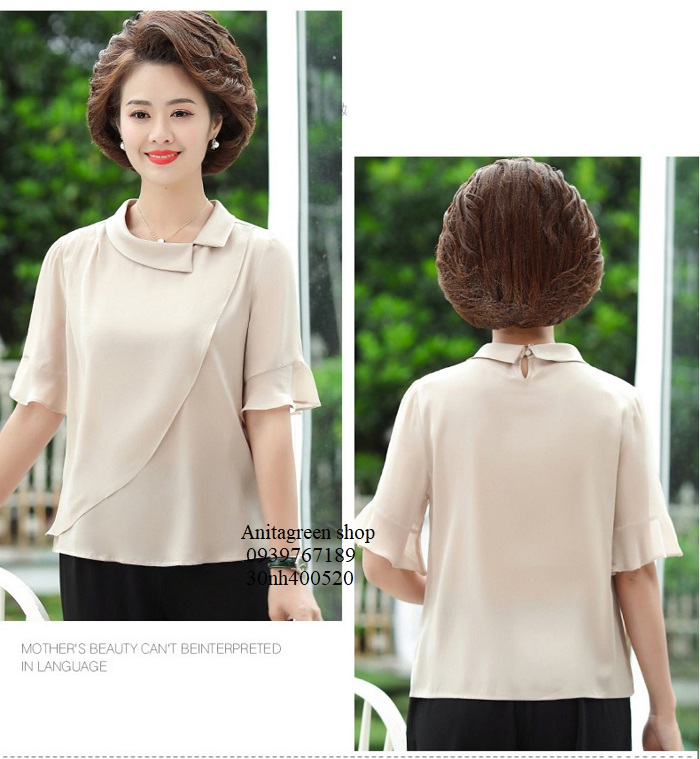 Nh400520-áo kiểu đắp chéo tay ngắn